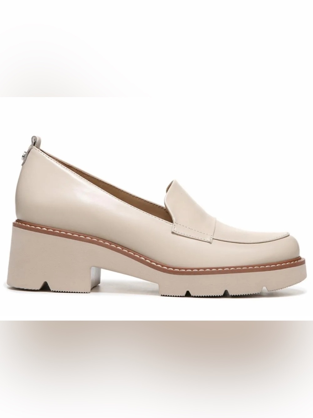 Naturalizer Cream Platform Loafer with Chunky Heel